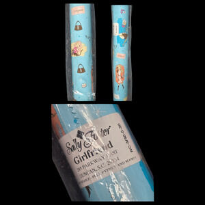 Vintage Sally Foster Girlfriend Pink & Blue Gift Wrapping Paper